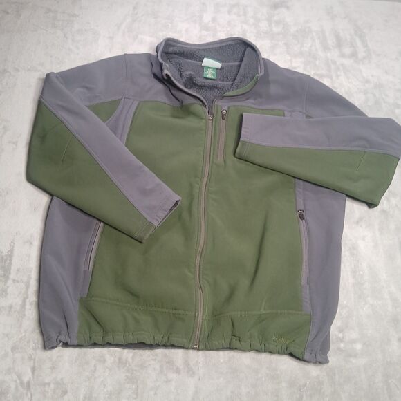 LL Bean Men 2XLT Jacket Fleece Lined Gray Green Polartec Full-Zip Hiking Outdoor - Picture 1 of 12
